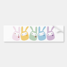 Rainbow Coloured Gumdrop Bunnies Bumper Stickers