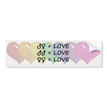 Rainbow Coloured Hearts Bumper Sticker