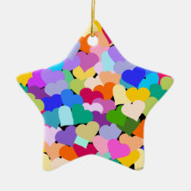 Rainbow Confetti Hearts Star shaped ornament