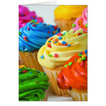 Rainbow cupcake greeting cards