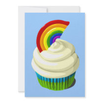 Rainbow cupcake invitation