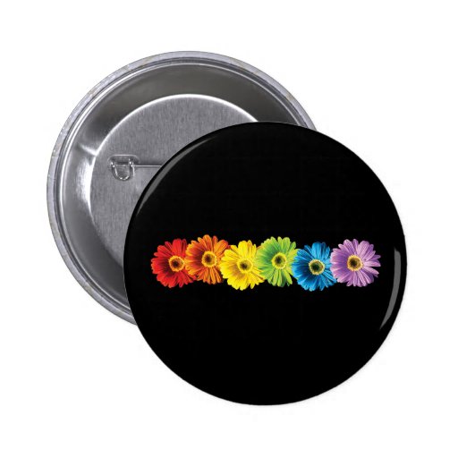 Rainbow Daisies Pinback Button