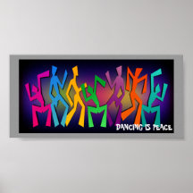 Rainbow Dancing Figures Poster