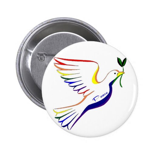 Rainbow Dove Pinback Buttons