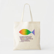 rainbow fish for god so loved the world .... tote bags