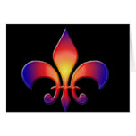 Rainbow Fleur de Lis on Black Card
