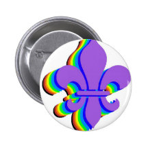 Rainbow Fleur De Lis Pinback Buttons