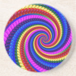 Rainbow Fractal Art Swirl Pattern Coaster