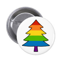 Rainbow Gay Xmas Tree Pinback Button