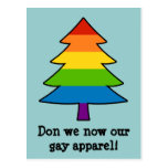 Rainbow Gay Xmas Tree Post Cards