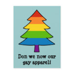 Rainbow Gay Xmas Tree postcards