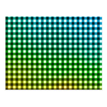 Rainbow gingham pattern postcards