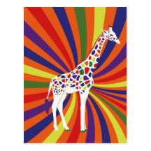 Rainbow Giraffe Art Post Card