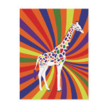 Rainbow Giraffe Art postcards