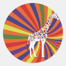 Rainbow Giraffe Art Sticker
