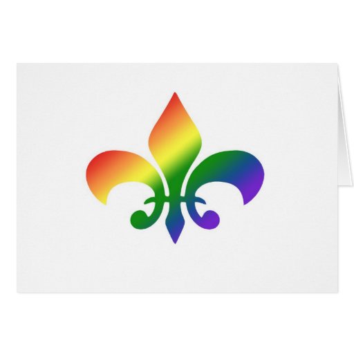 Rainbow Gradient Fleur de Lis Greeting Card