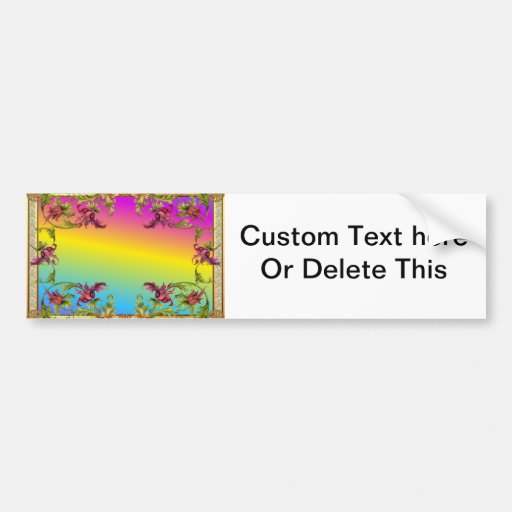 Rainbow gradient with purple flower fleur di lies bumper stickers