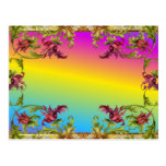 Rainbow gradient with purple flower fleur di lies postcard