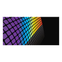 Rainbow Grid Background Customized Photo Card