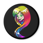 Rainbow Hair Fairy Black Magnets