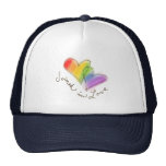 Rainbow Heart Joined in Love Trucker Hats