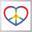 Rainbow Heart, Love, Peace Sign posters