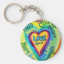 Rainbow Heart Spirit Words Keychain
