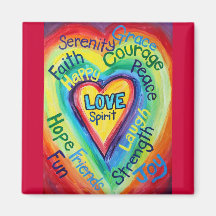 Rainbow Heart Spirit Words Magnet