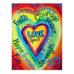 Rainbow Heart Spirit Words Postcard