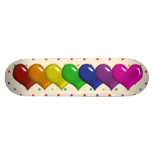 Rainbow Hearts and Polka Dots Girls Skatedeck Skate Deck
