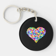 Rainbow Hearts Confetti Key Chain