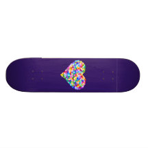 Rainbow Hearts Confetti Skate Deck