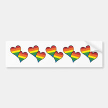 Rainbow Hearts Embracing Bumper Stickers