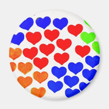 Rainbow hearts fridge magnet