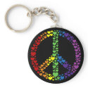 Rainbow Hearts Peace Sign Keychain