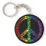 Rainbow Hearts Peace Sign Keychain