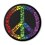 Rainbow Hearts Peace Sign Magnet