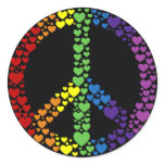 Rainbow Hearts Peace Sign Stickers