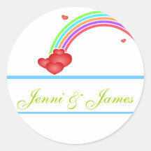 Rainbow Hearts Wedding Favour Stickers