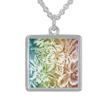 Rainbow Hibiscus Personalized Necklace