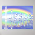 Rainbow Jesus Cross posters