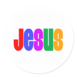 Rainbow Jesus Round Sticker