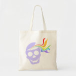 Rainbow Lavender Skull Tote Bags