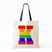 Rainbow Letter K Canvas Bags