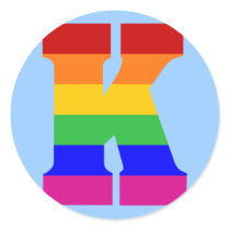 Rainbow Letter K Round Sticker