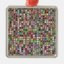Rainbow 'Lollipop' Textured Mosaic Tiles Pattern Christmas Ornament