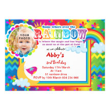 Rainbow lotsa colours birthday invitation