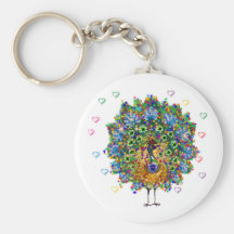 Rainbow Love Peacock Key Chain