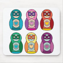 Rainbow Matryoshka Owls Mousemat