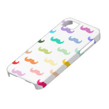 Rainbow Moustache pattern on white